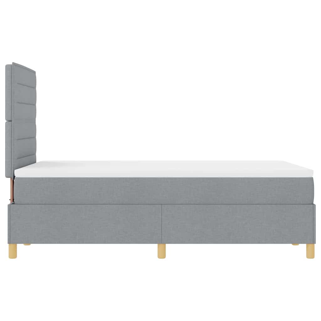 LED Box Spring Bed med hovedgærde Lysegrå 120 x 200 cm Stof