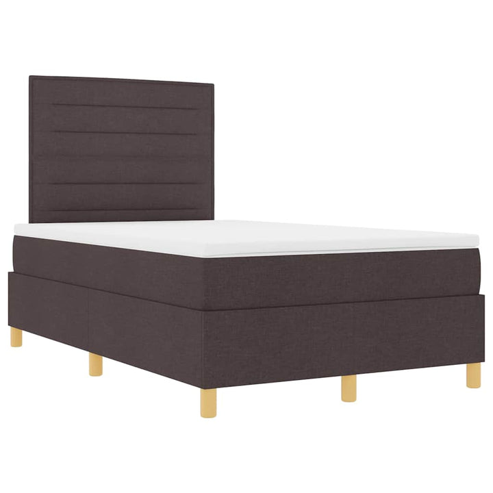LED Box Spring Bed med hovedgærde Mørk Brun 120 x 200 cm Stof