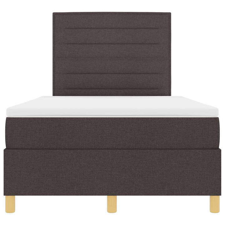 LED Box Spring Bed med hovedgærde Mørk Brun 120 x 200 cm Stof