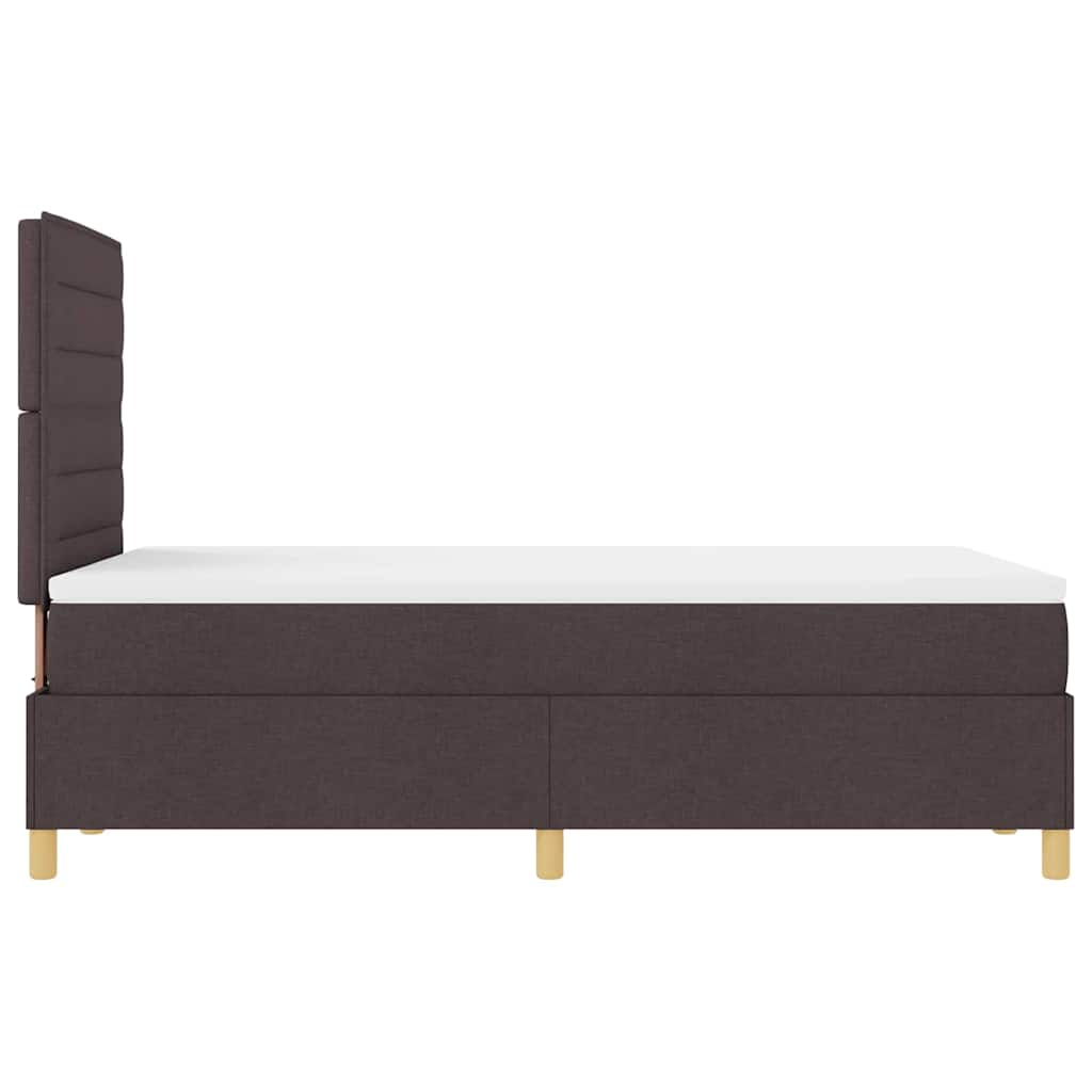 LED Box Spring Bed med hovedgærde Mørk Brun 120 x 200 cm Stof