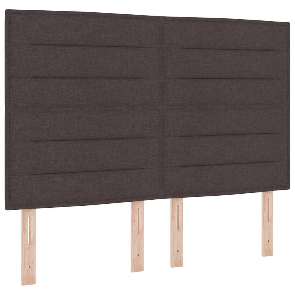 LED Box Spring Bed med hovedgærde Mørk Brun 140 x 200 cm Stof