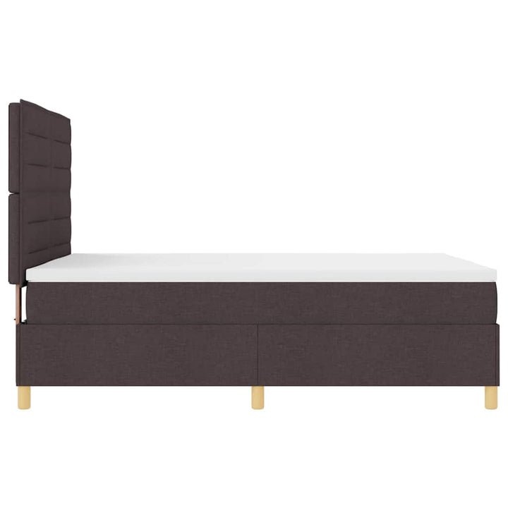 LED Box Spring Bed med hovedgærde Mørk Brun 140 x 200 cm Stof