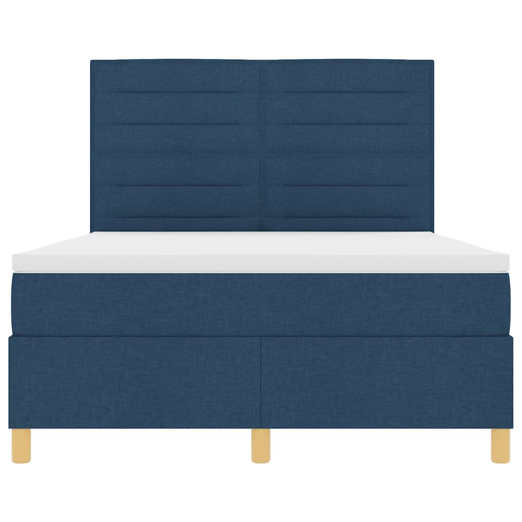 LED Box Spring Bed med hovedgærde Blå 160 x 200 cm Stof