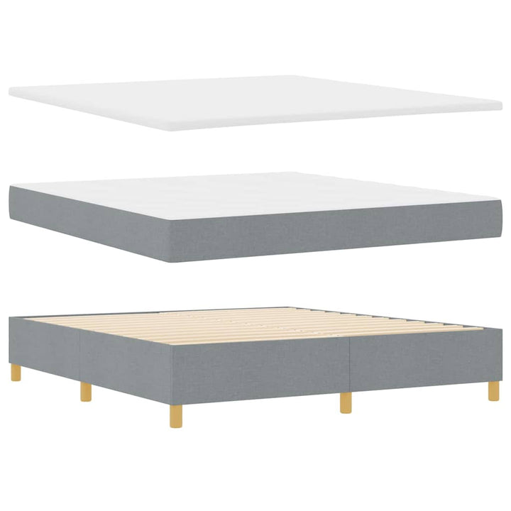 LED Box Spring Bed med hovedgærde Lysegrå 180 x 200 cm Stof