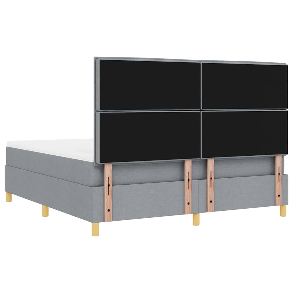 LED Box Spring Bed med hovedgærde Lysegrå 180 x 200 cm Stof
