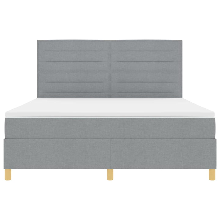 LED Box Spring Bed med hovedgærde Lysegrå 180 x 200 cm Stof