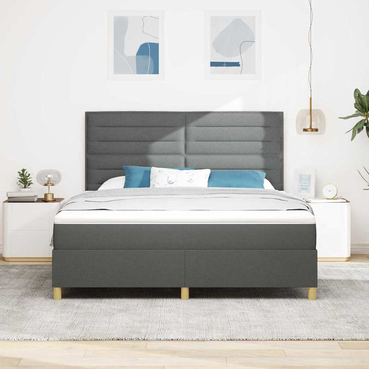 LED Box Spring Bed med hovedgærde Mørkegrå 180 x 200 cm Stof