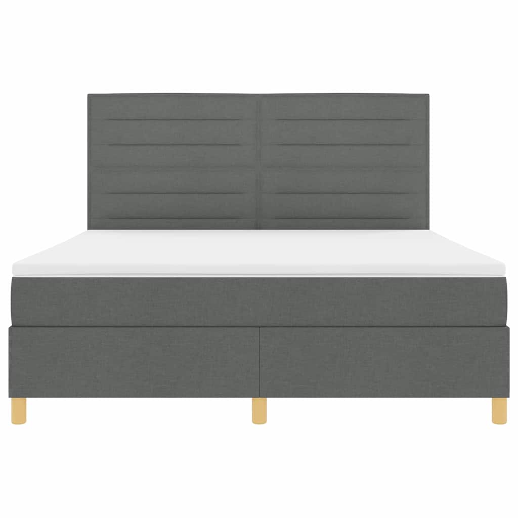 LED Box Spring Bed med hovedgærde Mørkegrå 180 x 200 cm Stof
