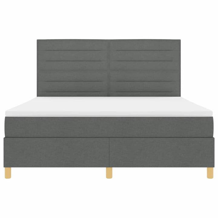 LED Box Spring Bed med hovedgærde Mørkegrå 180 x 200 cm Stof