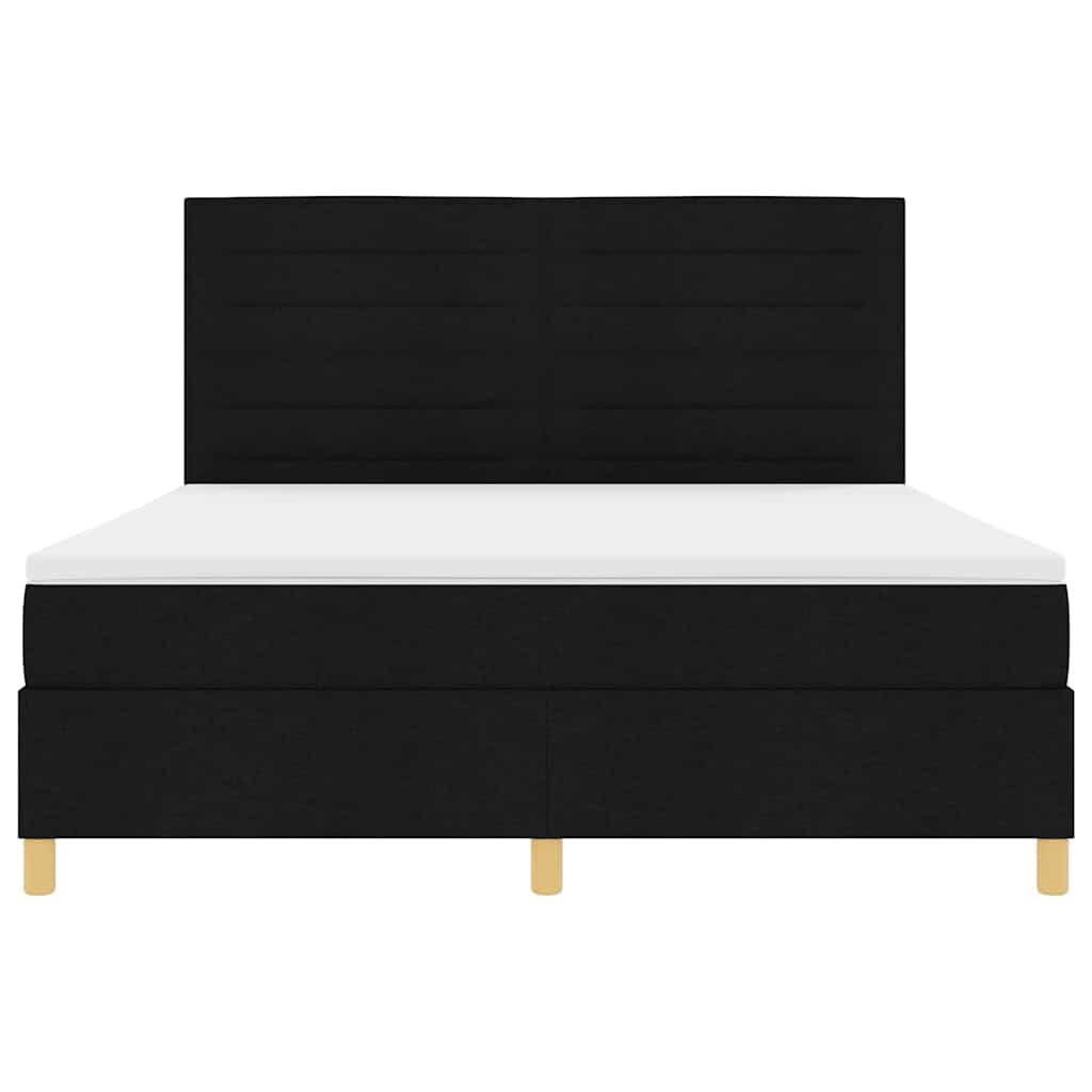 LED Box Spring Bed med hovedgærde Sort 180 x 200 cm Stof