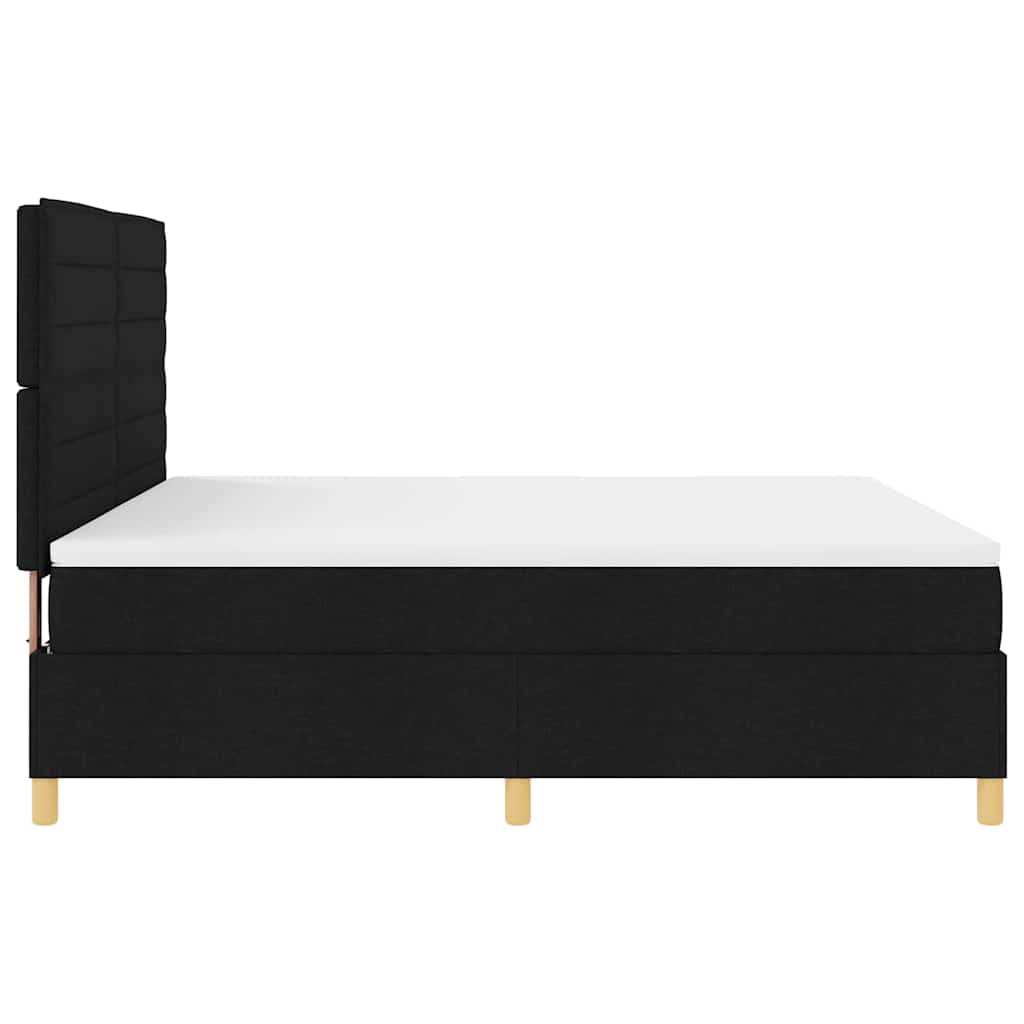 LED Box Spring Bed med hovedgærde Sort 180 x 200 cm Stof