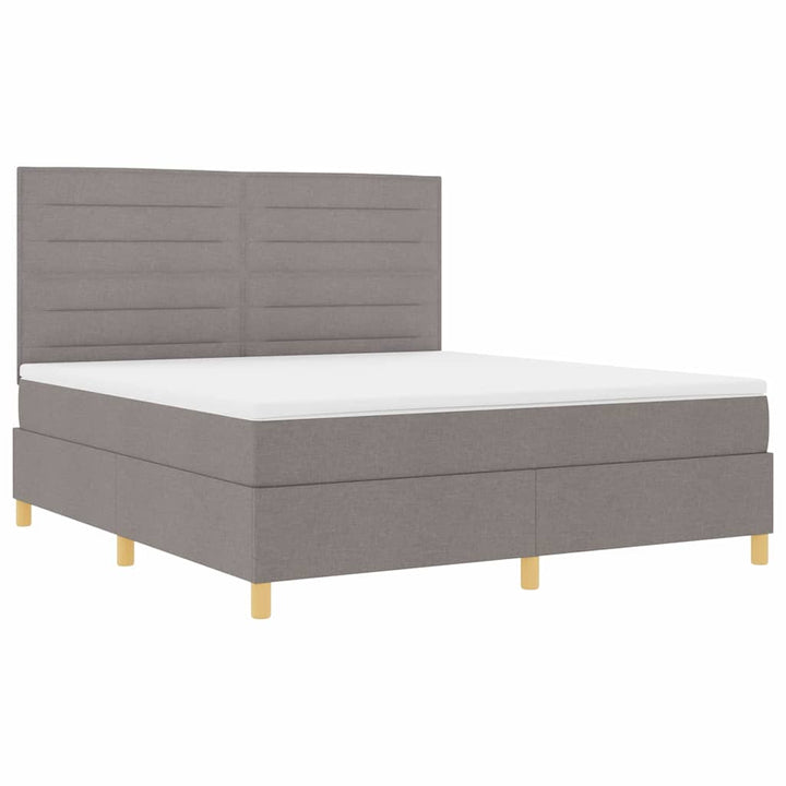 LED Box Spring Bed med hovedgærde Gråbrun 180 x 200 cm Stof