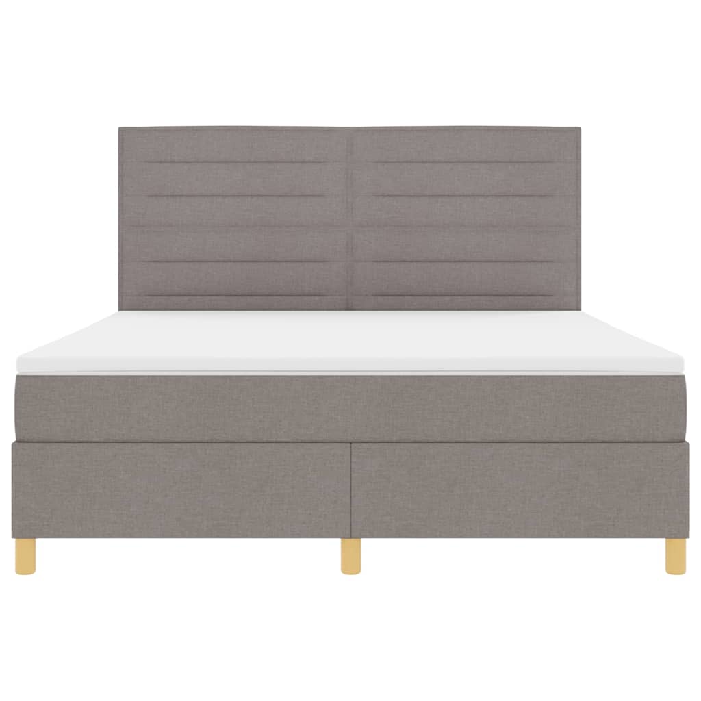 LED Box Spring Bed med hovedgærde Gråbrun 180 x 200 cm Stof