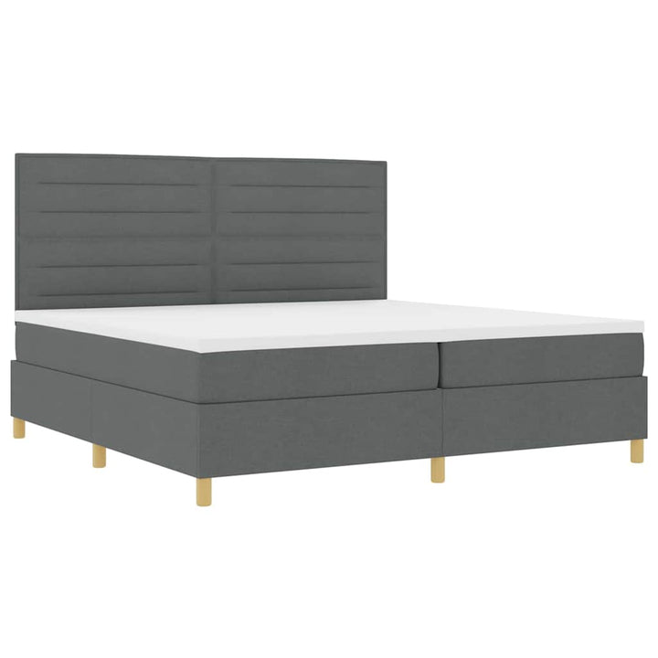 LED Box Spring Bed med hovedgærde Mørkegrå 200 x 200 cm Stof