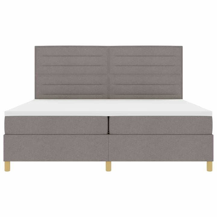 LED Box Spring Bed med hovedgærde Gråbrun 200 x 200 cm Stof