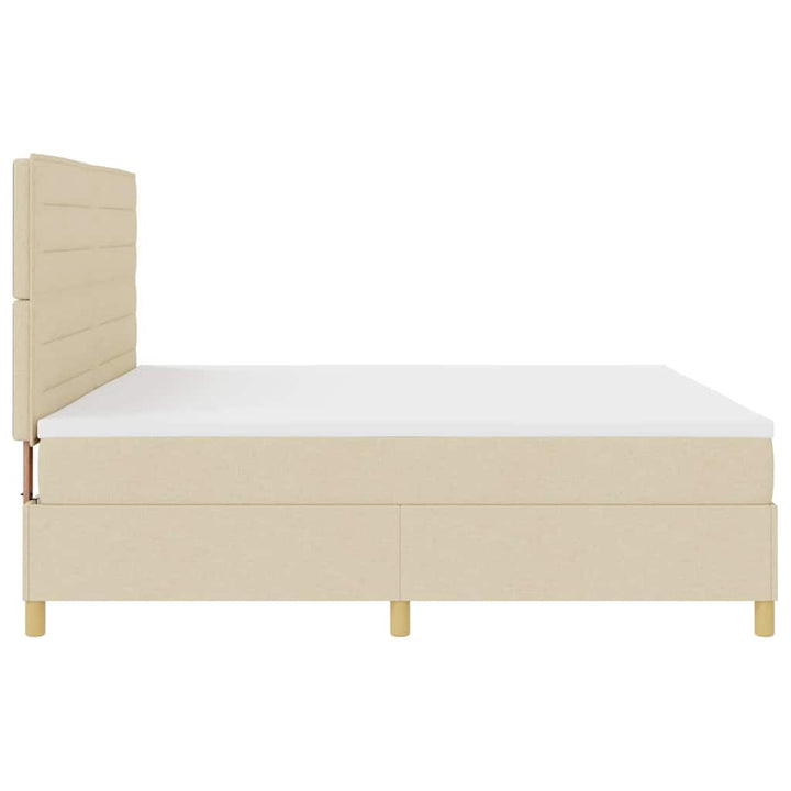 LED Box Spring Bed med hovedgærde Creme 200 x 200 cm Stof