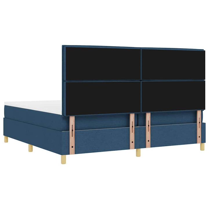 LED Box Spring Bed med madras Blå 200 x 200 cm Stof