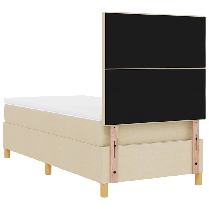 LED Box Spring Bed med hovedgærde Creme 80 x 200 cm Stof