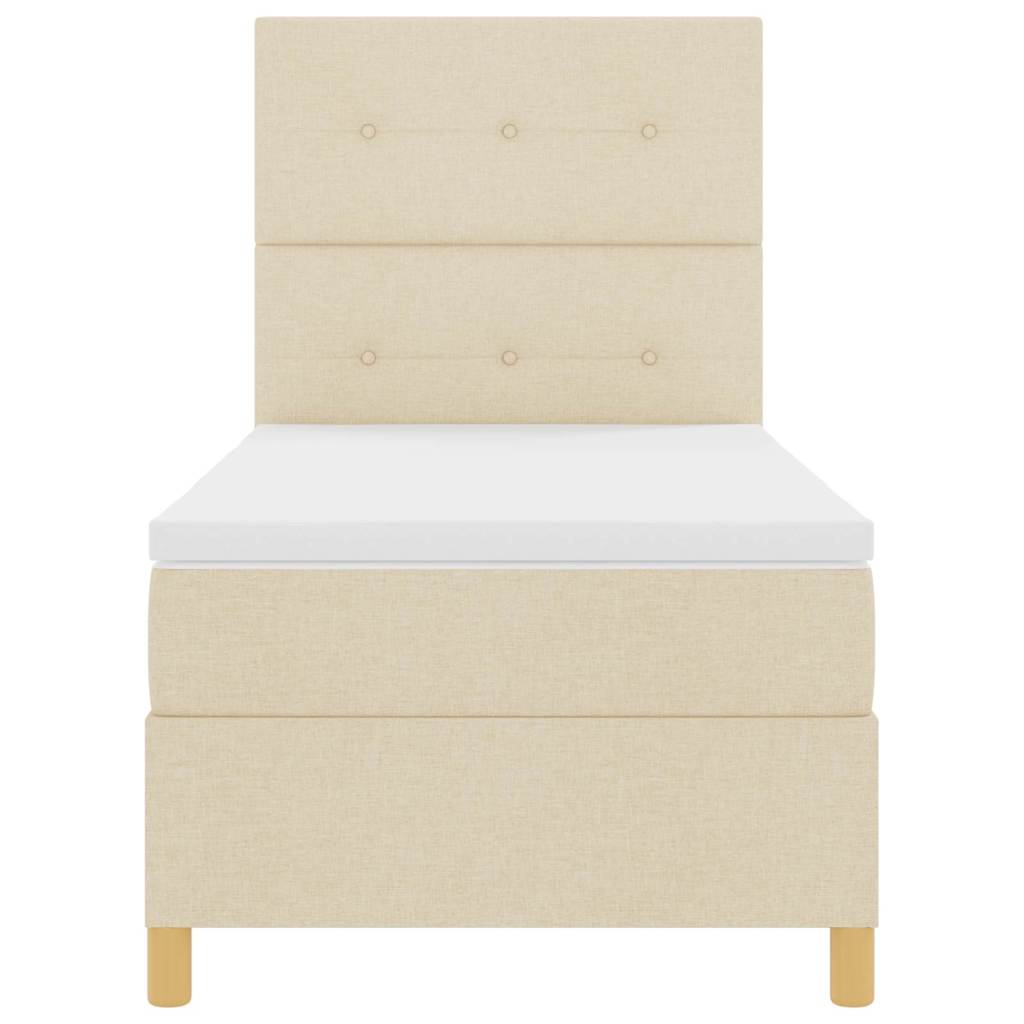 LED Box Spring Bed med hovedgærde Creme 80 x 200 cm Stof