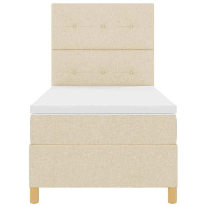 LED Box Spring Bed med hovedgærde Creme 80 x 200 cm Stof