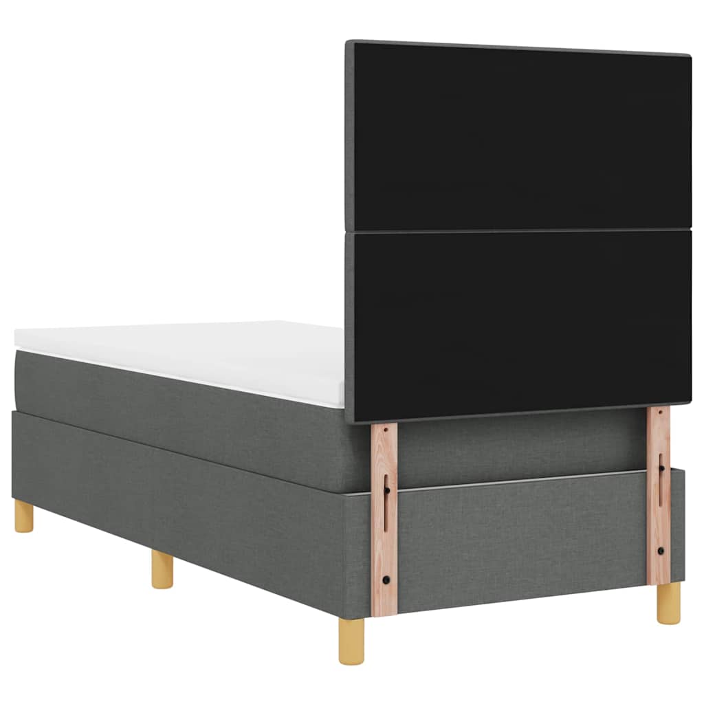 LED Box Spring Bed med hovedgærde Mørkegrå 90 x 190 cm Stof