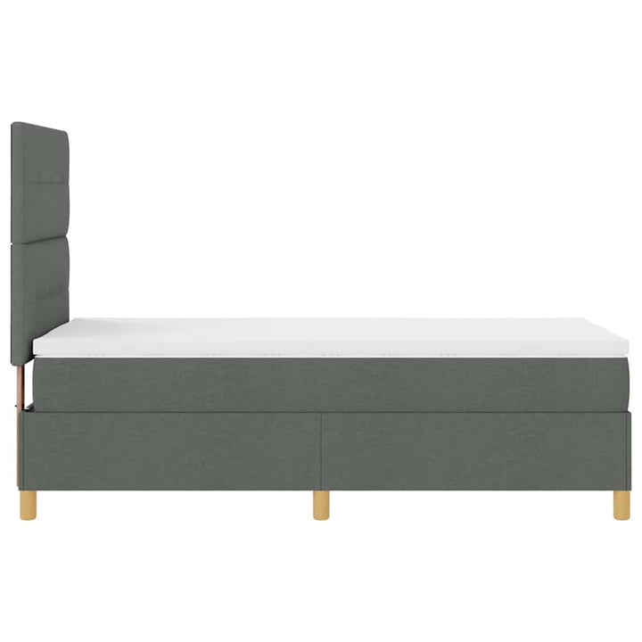LED Box Spring Bed med hovedgærde Mørkegrå 90 x 190 cm Stof