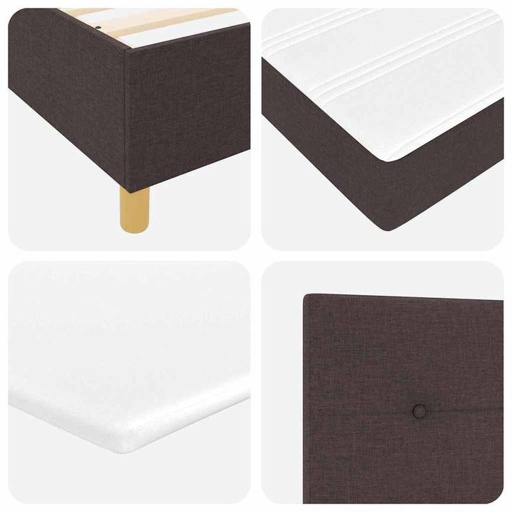 LED Box Spring Bed med hovedgærde Mørk Brun 90 x 190 cm Stof