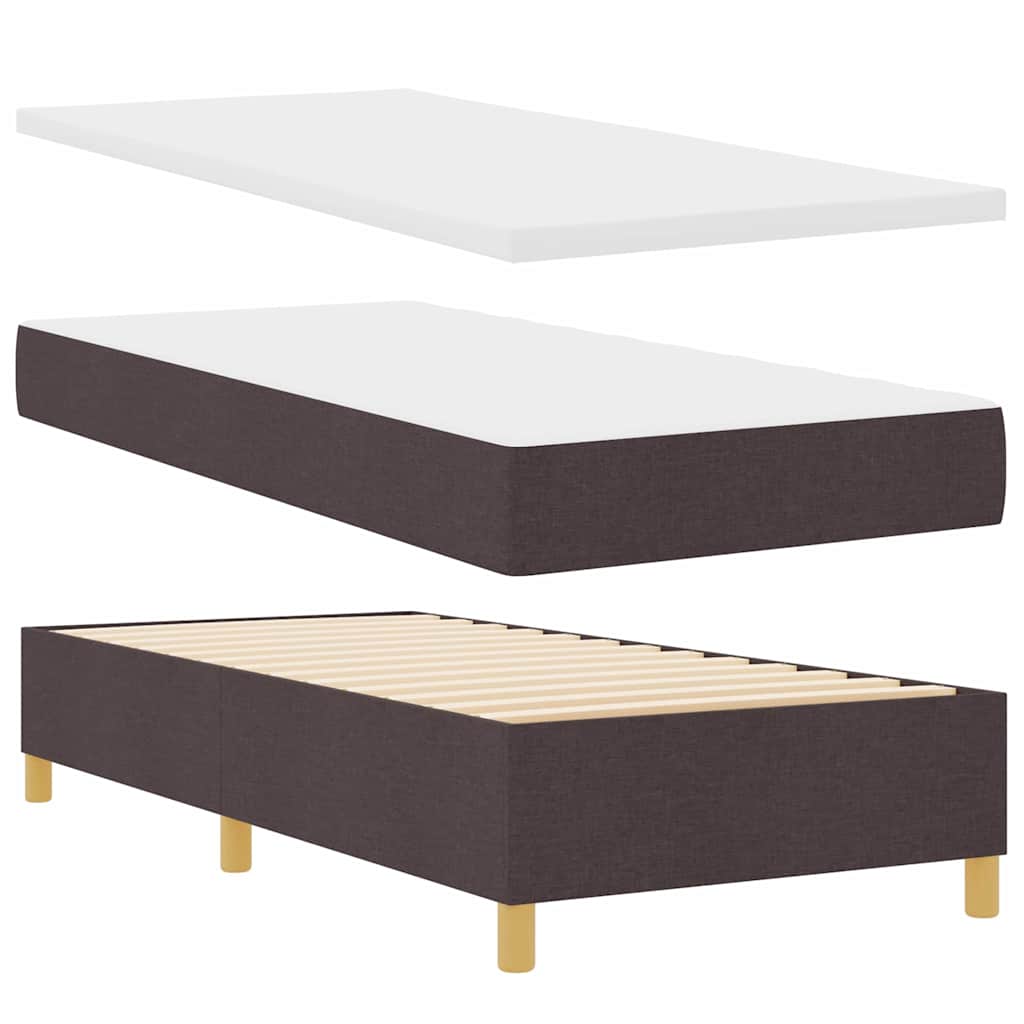 LED Box Spring Bed med hovedgærde Mørk Brun 90 x 190 cm Stof