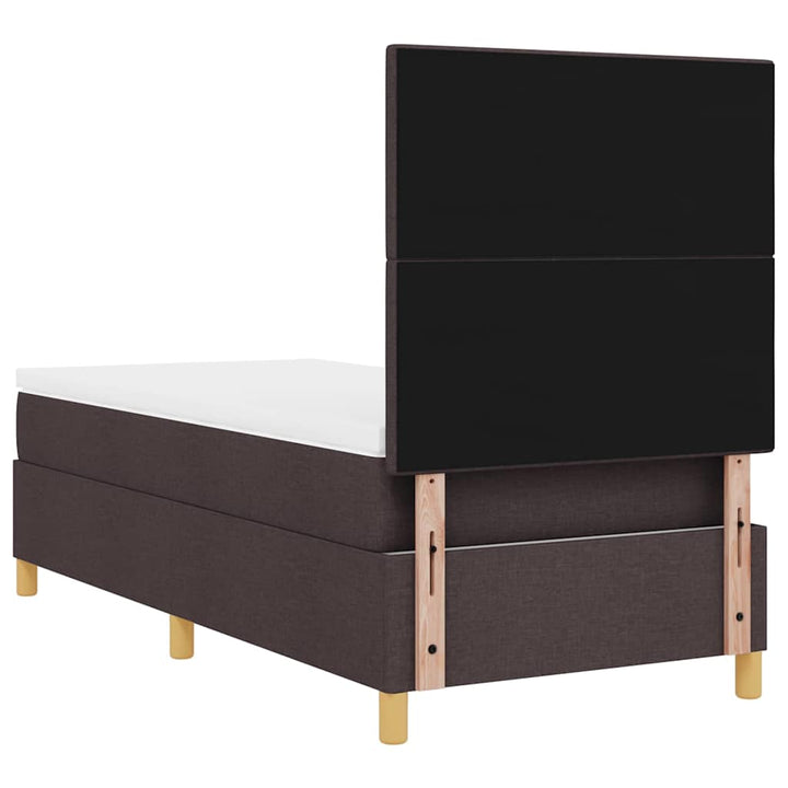 LED Box Spring Bed med hovedgærde Mørk Brun 90 x 190 cm Stof