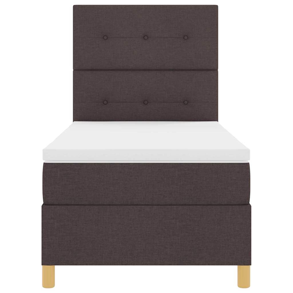 LED Box Spring Bed med hovedgærde Mørk Brun 90 x 190 cm Stof