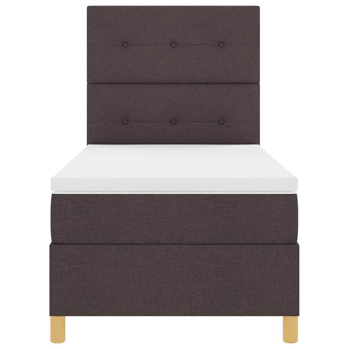 LED Box Spring Bed med hovedgærde Mørk Brun 90 x 190 cm Stof