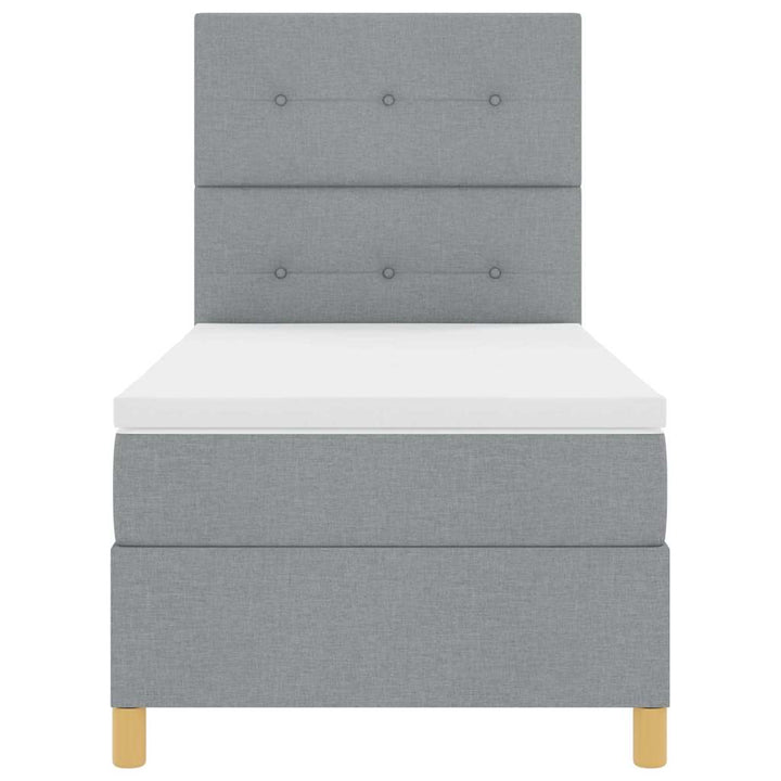 LED Box Spring Bed med hovedgærde Lysegrå 100 x 200 cm Stof