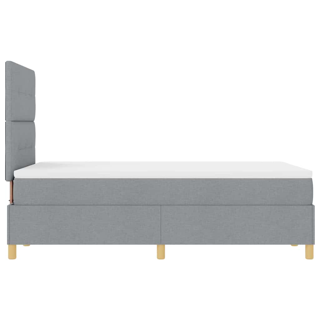 LED Box Spring Bed med hovedgærde Lysegrå 120 x 190 cm Stof