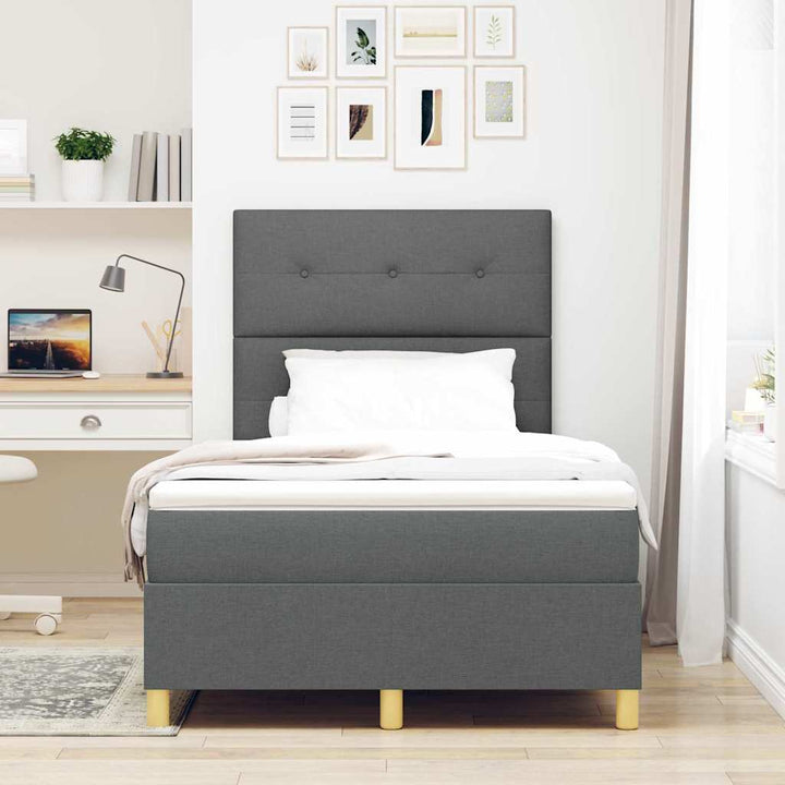 LED Box Spring Bed med hovedgærde Mørkegrå 120 x 190 cm Stof
