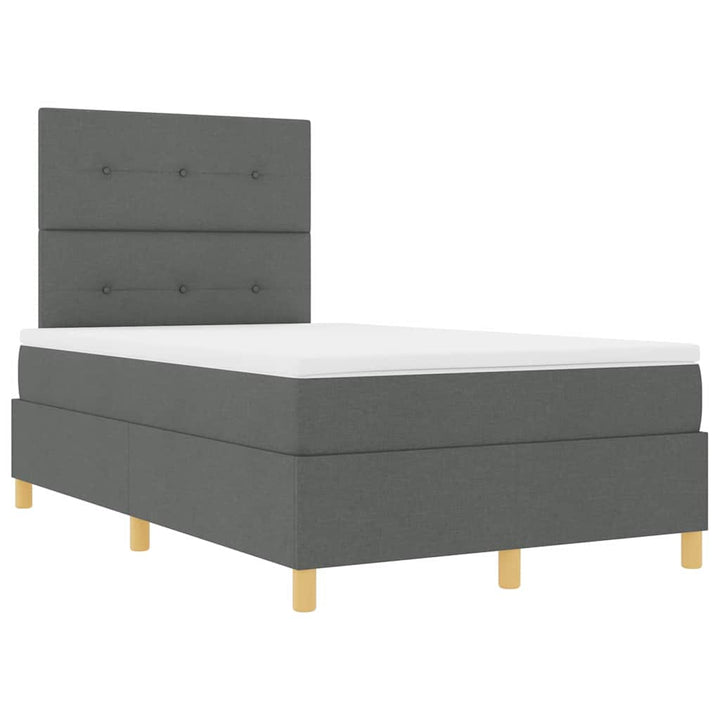 LED Box Spring Bed med hovedgærde Mørkegrå 120 x 190 cm Stof