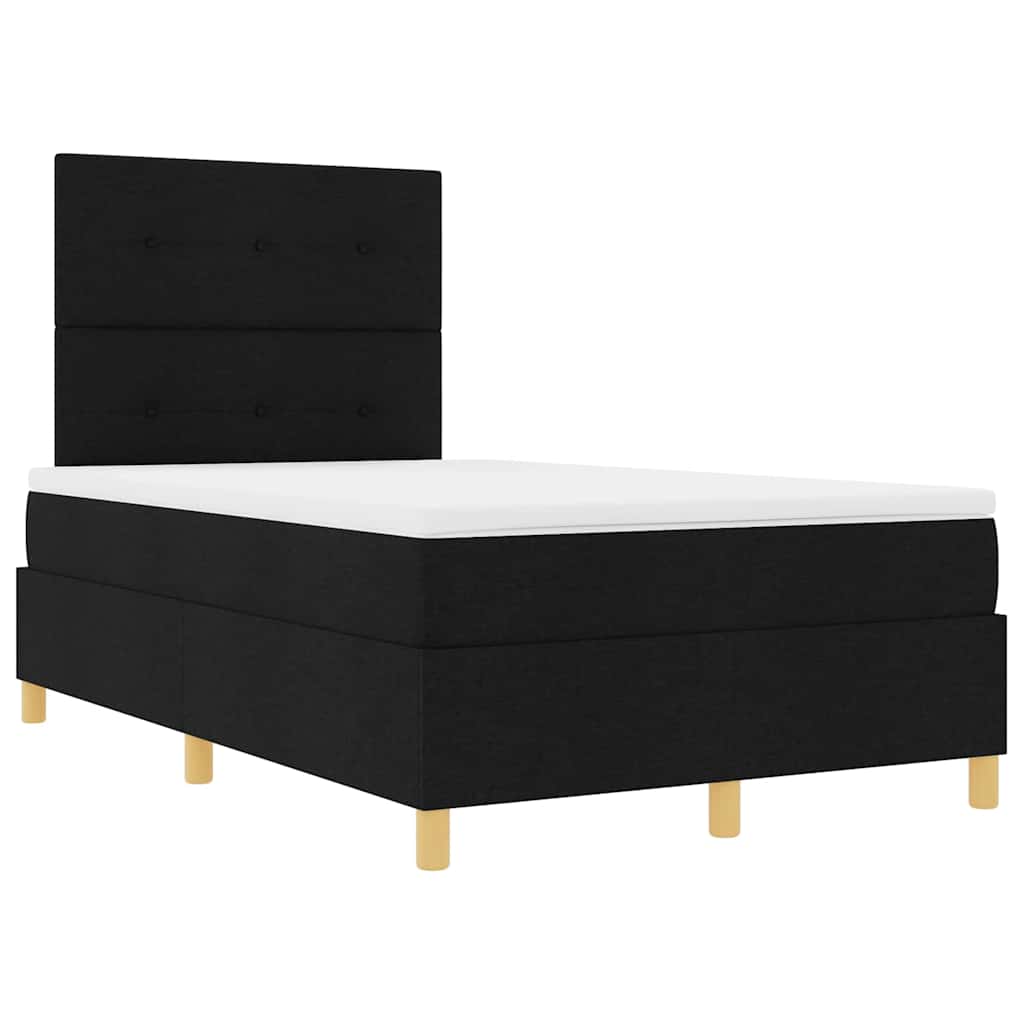 LED Box Spring Bed med hovedgærde Sort 120 x 190 cm Stof