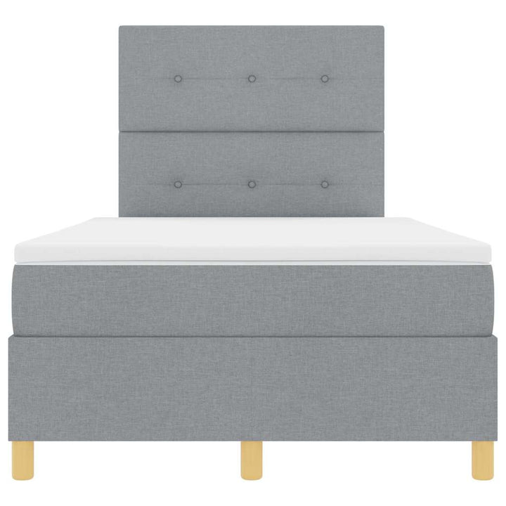 LED Box Spring Bed med hovedgærde Lysegrå 120 x 200 cm Stof