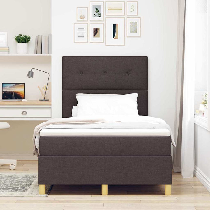 LED Box Spring Bed med hovedgærde Mørk Brun 120 x 200 cm Stof