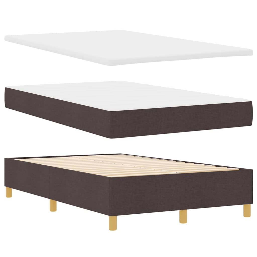 LED Box Spring Bed med hovedgærde Mørk Brun 120 x 200 cm Stof