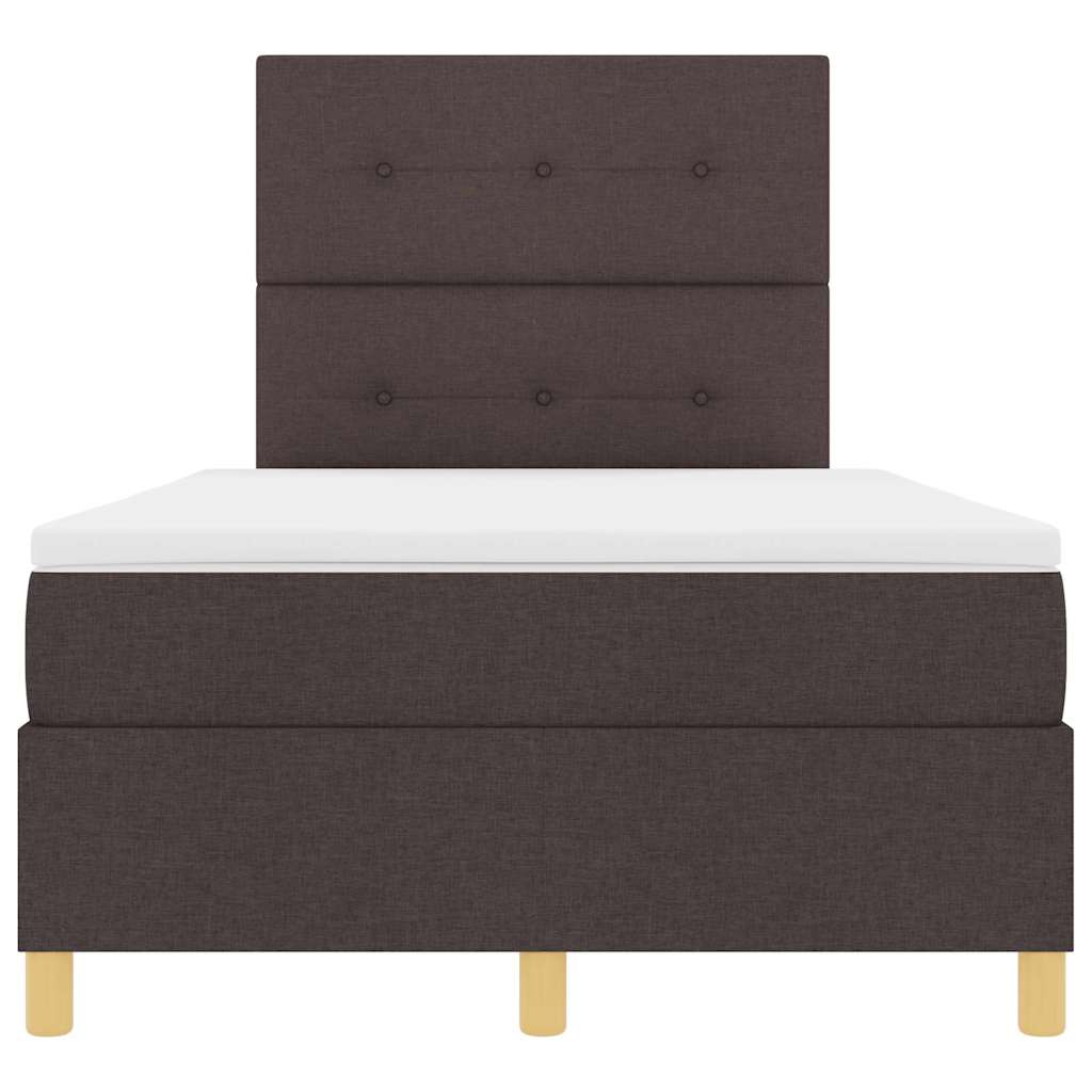 LED Box Spring Bed med hovedgærde Mørk Brun 120 x 200 cm Stof