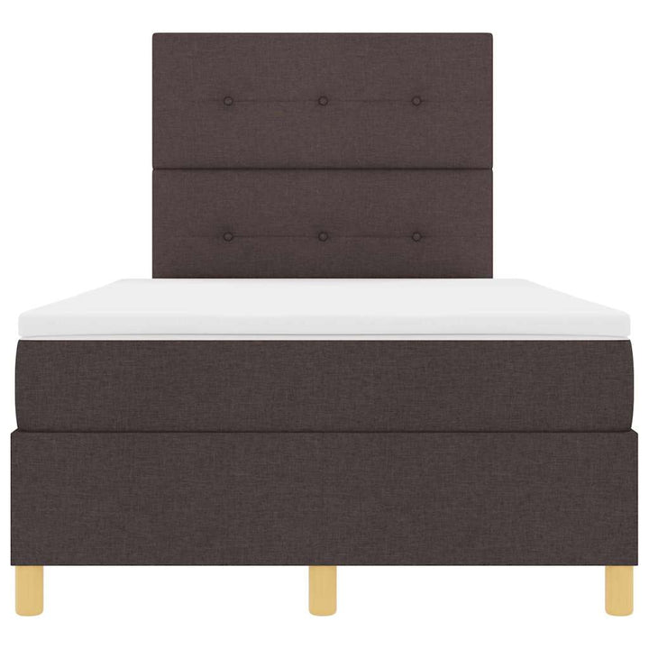 LED Box Spring Bed med hovedgærde Mørk Brun 120 x 200 cm Stof