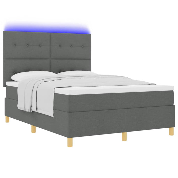 LED Box Spring Bed med hovedgærde Mørkegrå 160 x 200 cm Stof