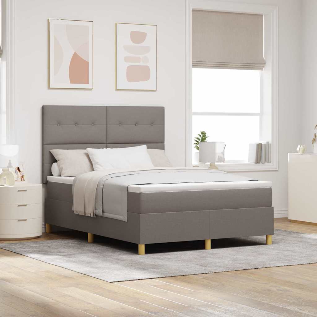 LED Box Spring Bed med hovedgærde Gråbrun 160 x 200 cm Stof
