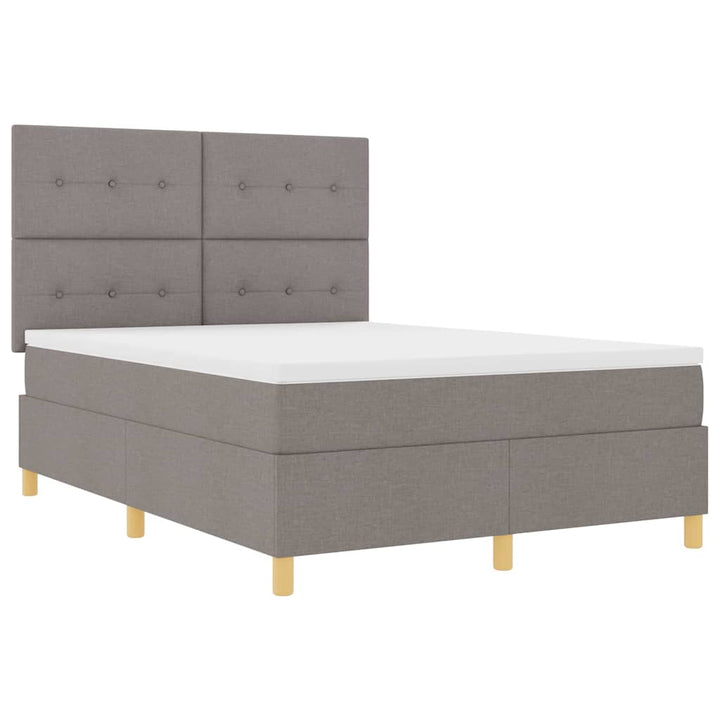 LED Box Spring Bed med hovedgærde Gråbrun 160 x 200 cm Stof