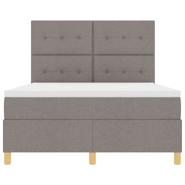 LED Box Spring Bed med hovedgærde Gråbrun 160 x 200 cm Stof