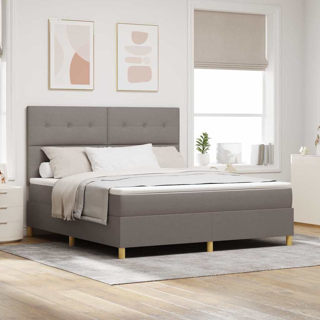 LED Box Spring Bed med hovedgærde Gråbrun 180 x 200 cm Stof