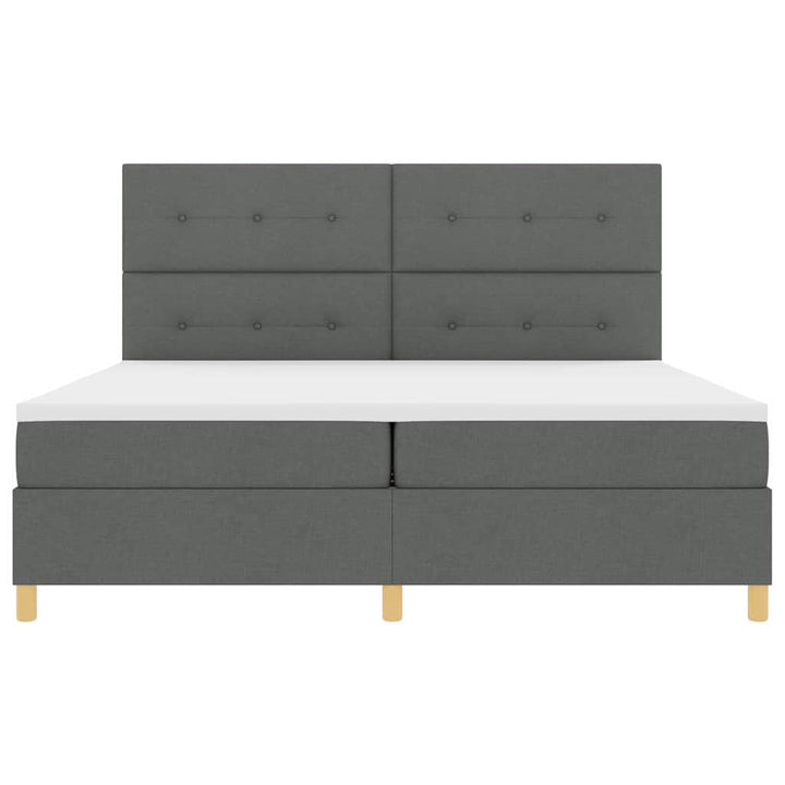 LED Box Spring Bed med hovedgærde Mørkegrå 200 x 200 cm Stof