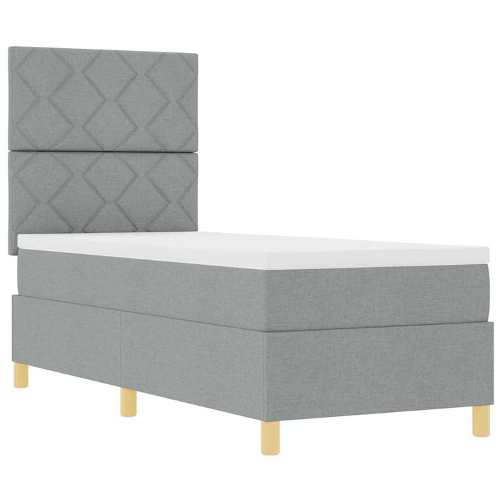 LED Box Spring Bed med madras Lysegrå 80 x 200 cm Stof
