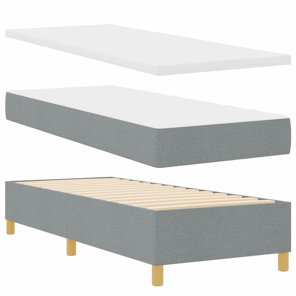 LED Box Spring Bed med madras Lysegrå 80 x 200 cm Stof