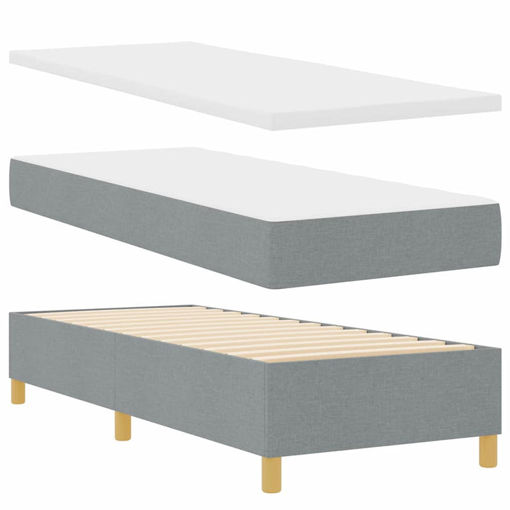 LED Box Spring Bed med madras Lysegrå 80 x 200 cm Stof